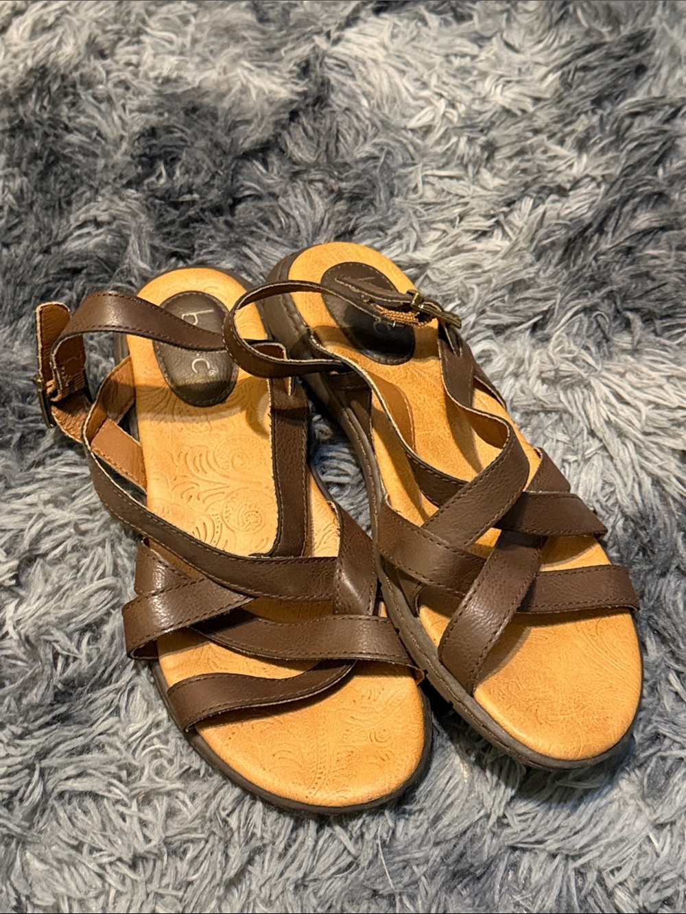 b.o.c. Brown Strappy Leather Sandals